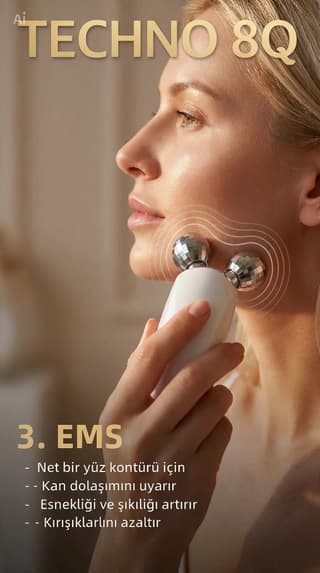 Mikroakım EMS Çift Makaralı V-Yüz Güzellik ve Masaj Aleti - 7